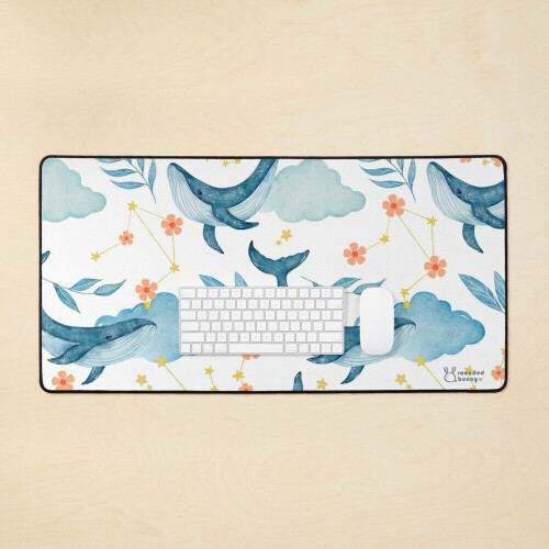 Pretty Pink Flowery I Love Beluga Whales Mouse Pad | 8x8 Inch Non-Slip Rubber Desk Mat