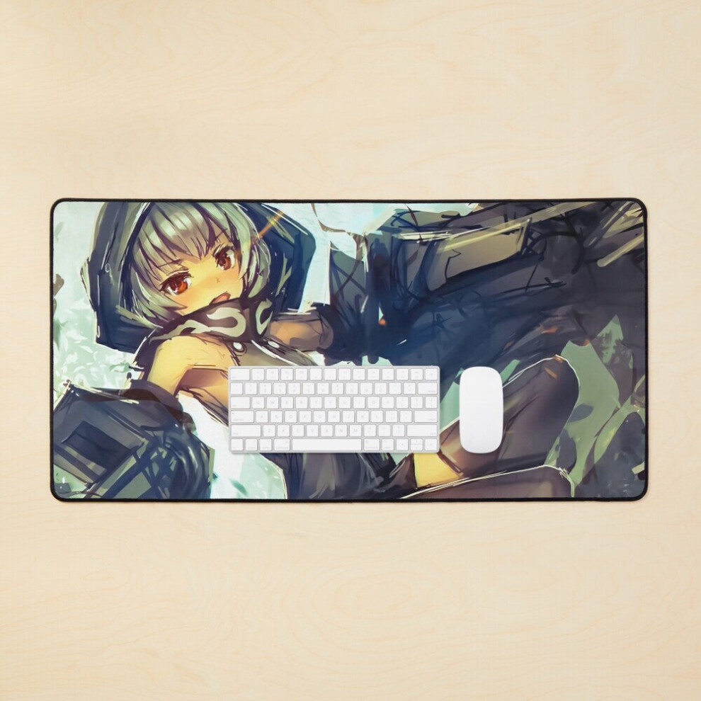 Desk Mat Strength Rock Shooter Artwork For Otaku Large Gaming Mouse Pad 35X16 Inch Black 7802738340891