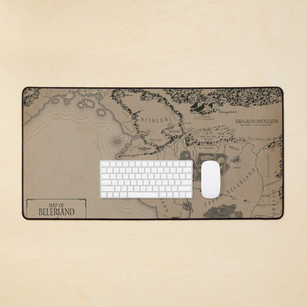 Desk Mat Map Of Beleriand Large Gaming Mouse Pad 35X16 Inch 7802738323672