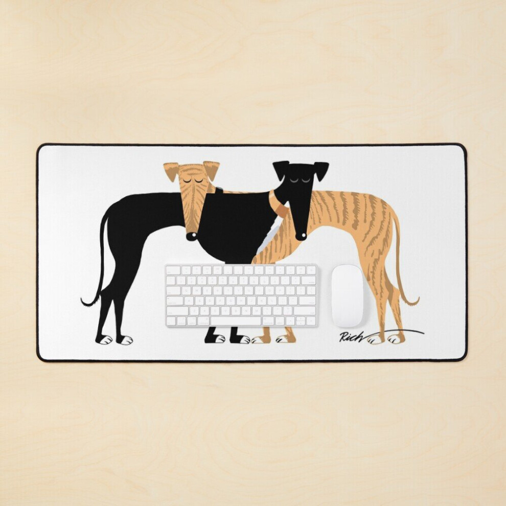 Desk Mat Head Rest Brindle Hound: Large Gaming Mouse Pad 35X16 Inch 7802738316070