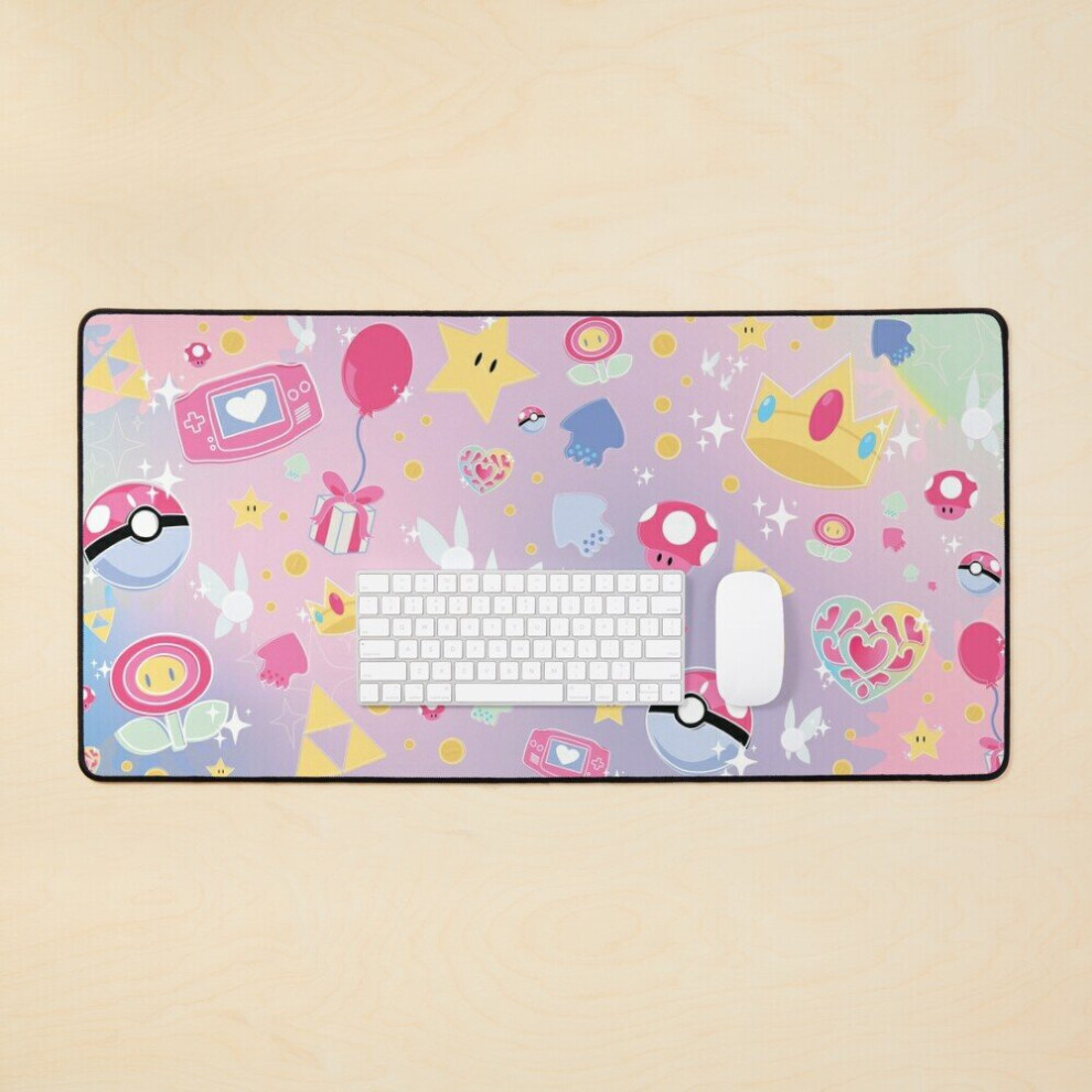 Desk Mat Pastel Video Games Large Gaming Mouse Pad 35X16 Inch 7802738314243