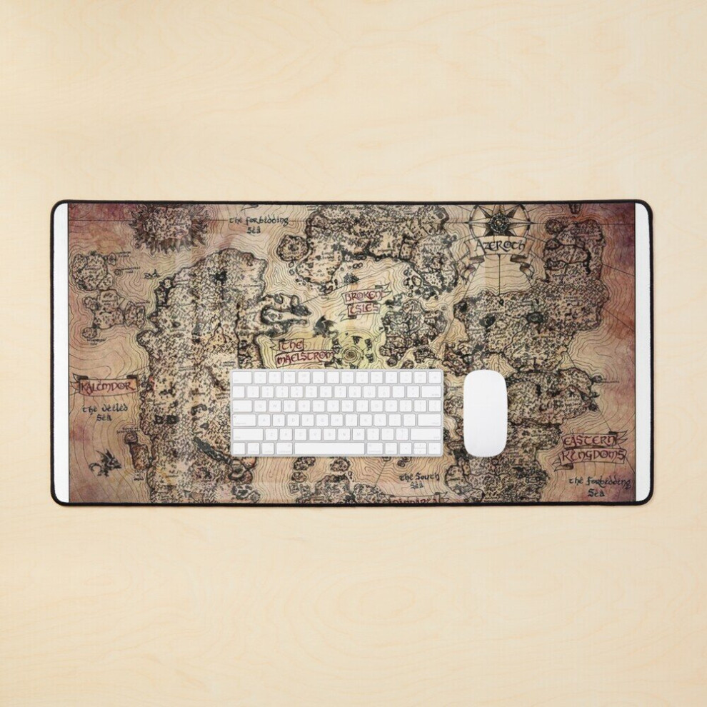 Desk Mat Azeroth World Map Vintage Large Gaming Mouse Pad 35X16 Inch 7802738369663