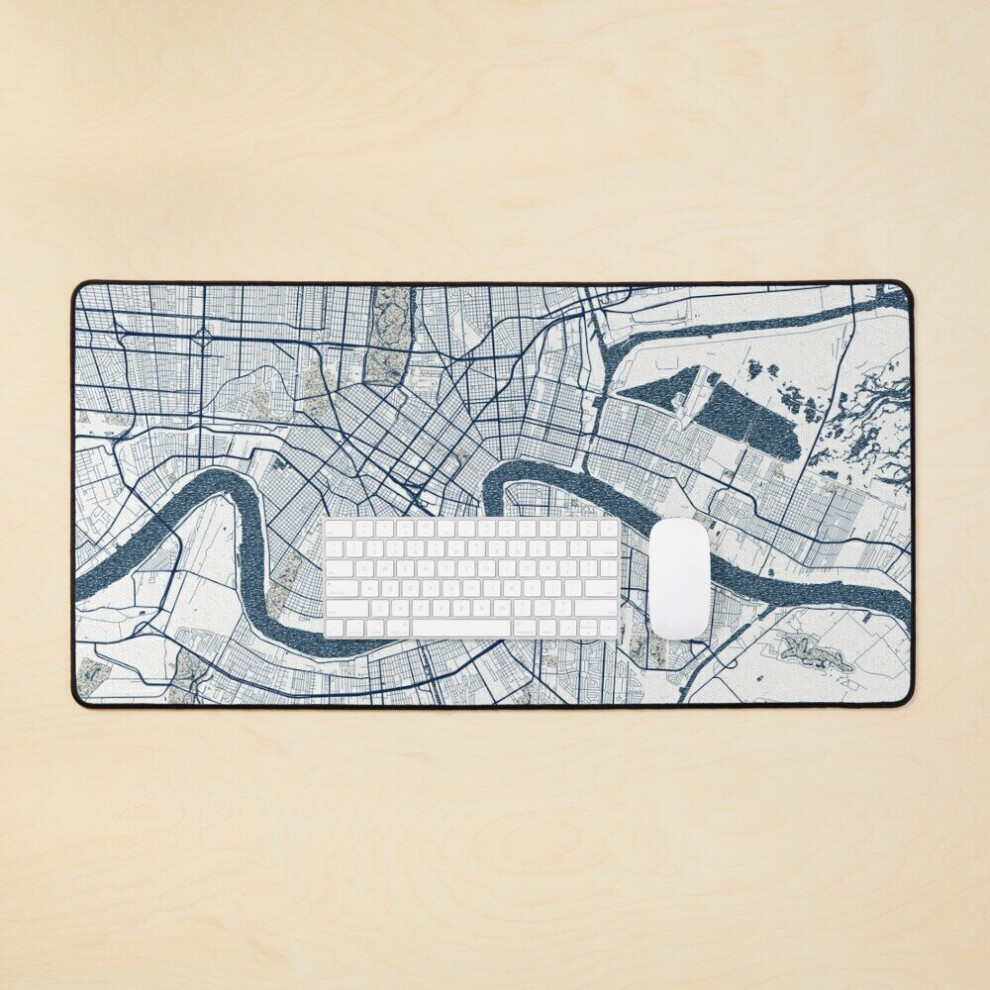 Desk Mat New Orleans City Map Of Louisiana, Usa - Coastal Large Gaming Mouse Pad 35X16 Inch 7802738385052