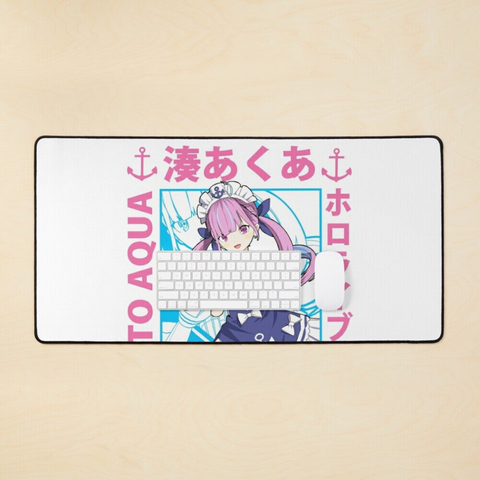 Desk Mat Hololive Minato Aqua Heart Sign Large Gaming Mouse Pad 35X16 Inch 7802738399042