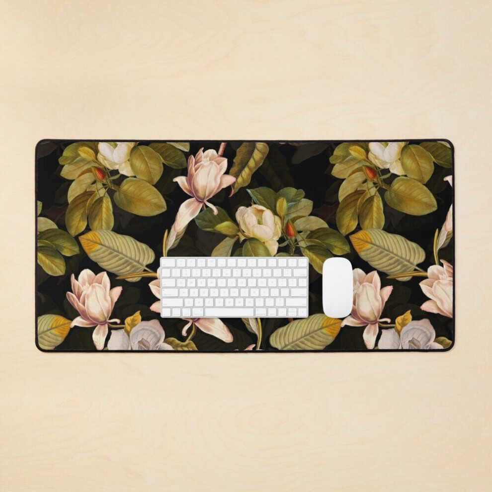 Desk Mat Vintage Midnight Magnolia Garden Large Gaming Mouse Pad 35X16 Inch 7802738383331