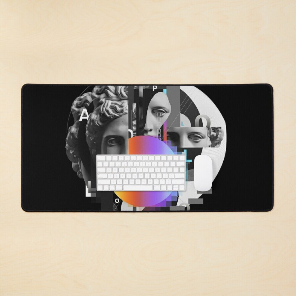 Desk Mat Greek Vaporwave Aesthetic Angel Large Gaming Mouse Pad 35X16 Inch 7802738333688