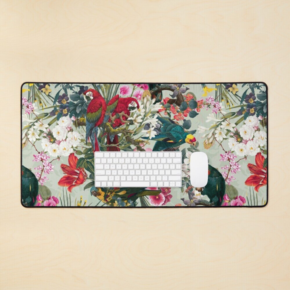 Desk Mat Floral And Birds Xxii Large Gaming Mouse Pad 35X16 Inch 7802738396133