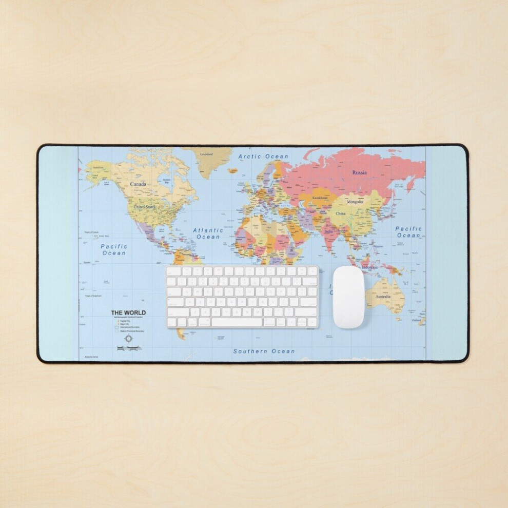 Desk Mat World Map Large Gaming Mouse Pad 35X16 Inch 7802738383669