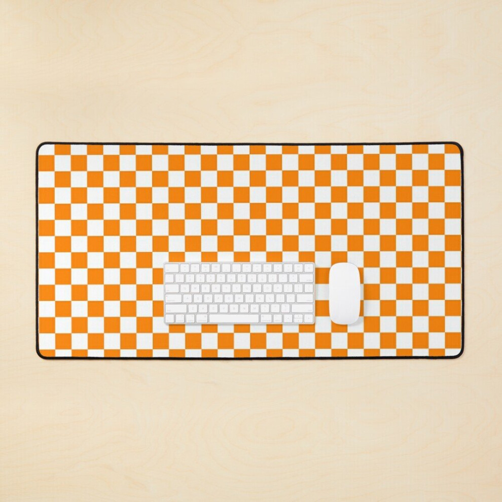 Desk Mat Checkered Pattern Large Gaming Mouse Pad 35X16 Inch Orange/White 7802738359671