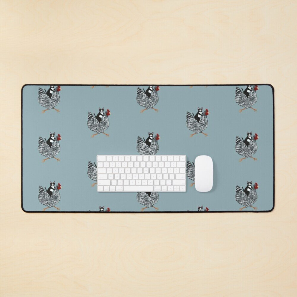 Desk Mat Tuxedo Cat Chicken Ride Large Gaming Mouse Pad 35X16 Inch 7802738323559