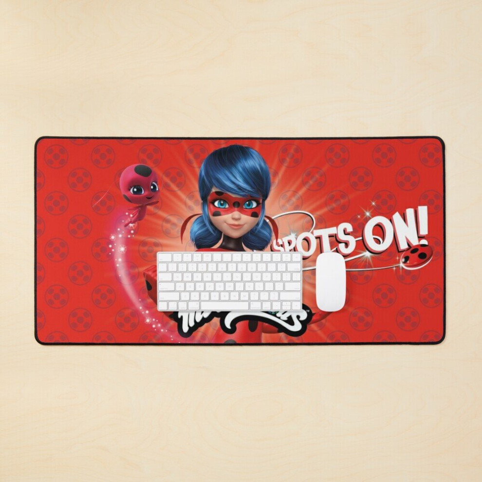 Desk Mat Miraculous Ladybug - Character Focus Ladybug Spots On Large Gaming Mouse Pad 35X16 Inch 7802738401059