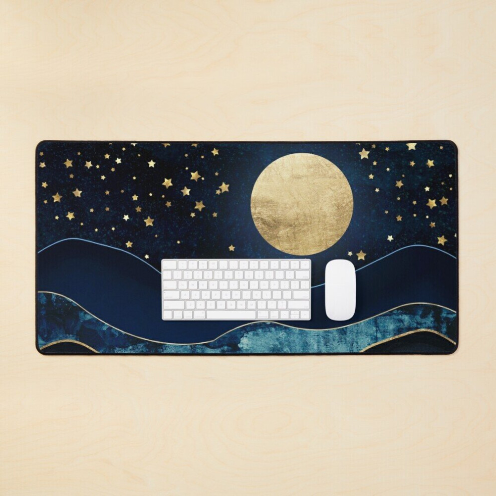 Desk Mat Moon Large Gaming Mouse Pad 35X16 Inch Golden 7802738330991