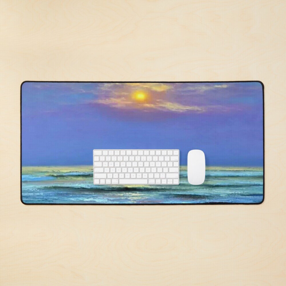 Desk Mat Beautiful Sunrise Over The Ocean. Large Gaming Mouse Pad 35X16 Inch Purple 7802738396409