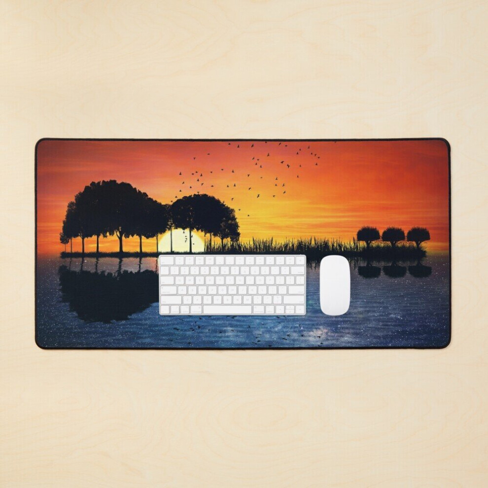 Desk Mat Guitar Island Day And Night Large Gaming Mouse Pad 35X16 Inch 7802738372878