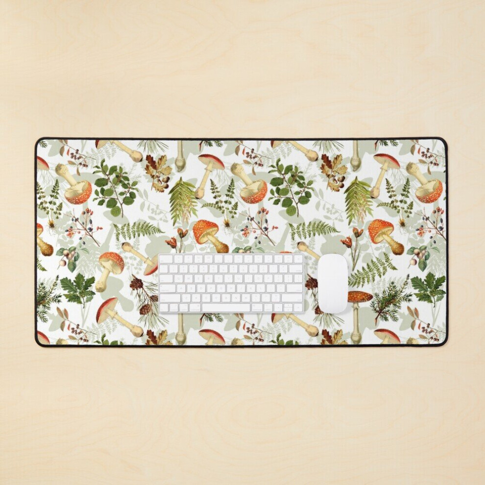 Desk Mat Thanksgiving Mushrooms Harvest - Large Gaming Mouse Pad 35X16 Inch White 7802738364040