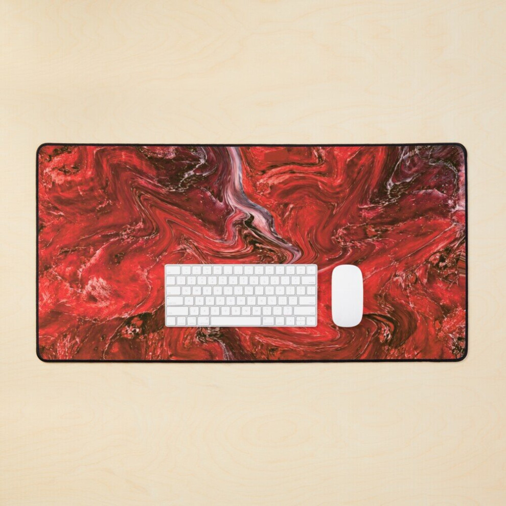 Desk Mat Marble Large Gaming Mouse Pad 35X16 Inch Red 7802738375916