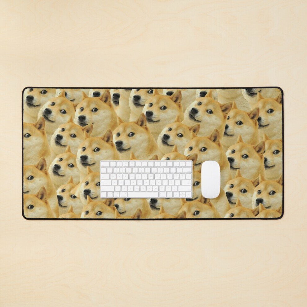 Desk Mat Doge Wow Pattern Shiba Inu Doggo Dog Meme Montage Online Store Large Gaming Mouse Pad 35X16 Inch 7802738363128