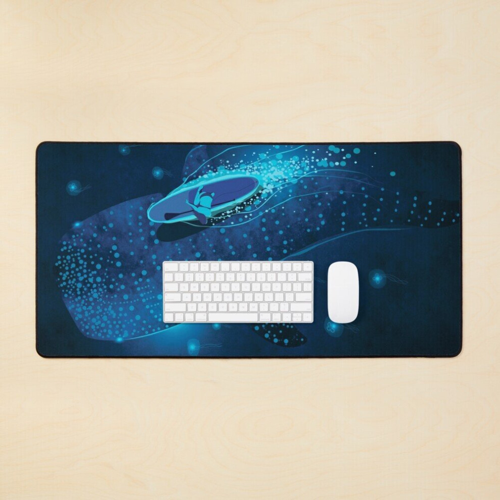 Desk Mat Whale Shark Night Ocean Large Gaming Mouse Pad 35X16 Inch Blue 7802738365528