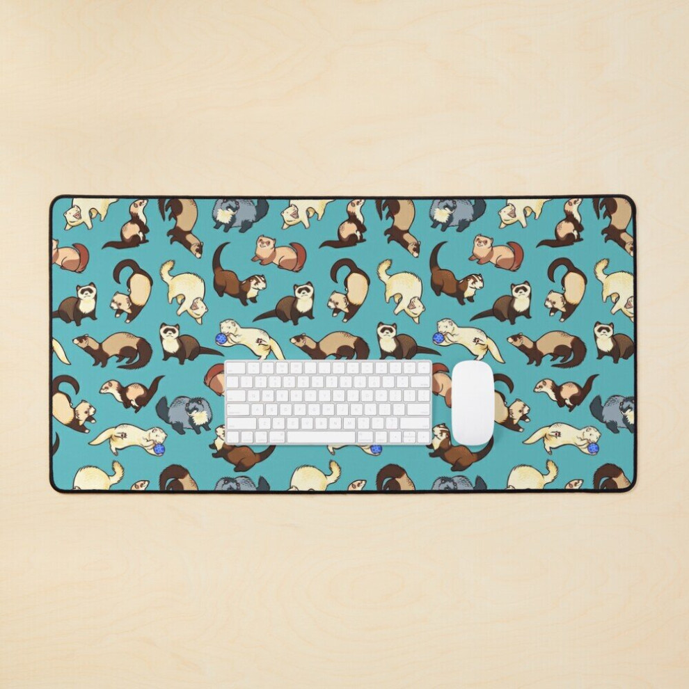 Desk Mat Cat Snakes In Large Gaming Mouse Pad 35X16 Inch Blue 7802738326048