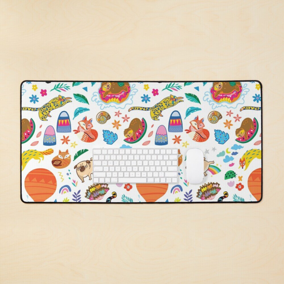 Desk Mat Madly Patches In Large Gaming Mouse Pad 35X16 Inch Orange 7802738390827