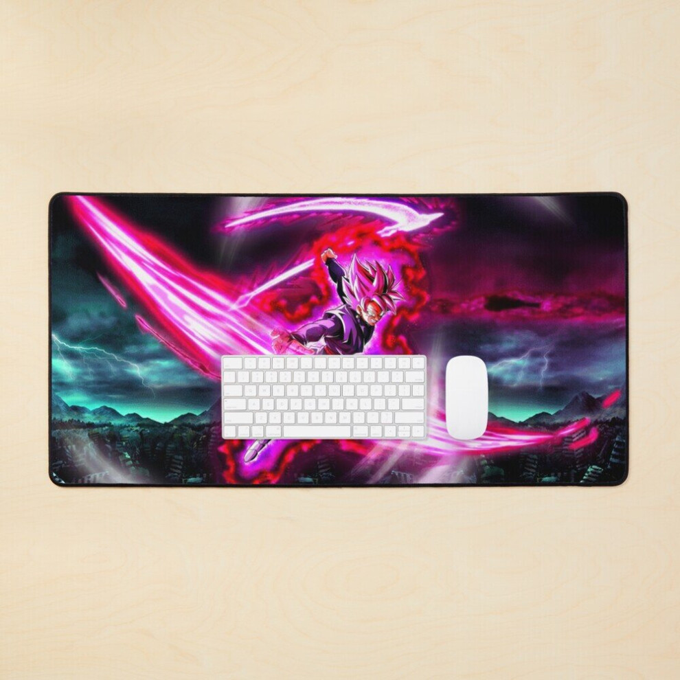 Desk Mat Goku / Zamasu / Super Saiyan Rose Ssjr Dbs Large Gaming Mouse Pad 35X16 Inch Black 7802738309713