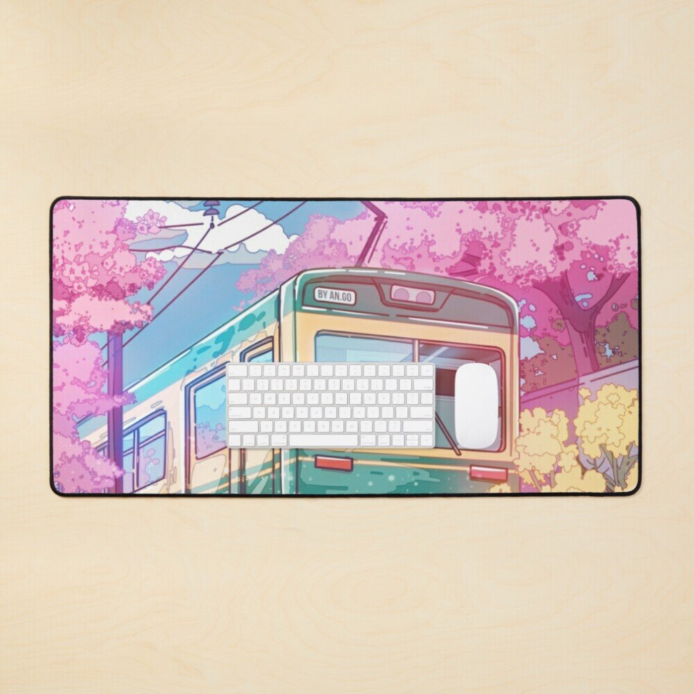 Desk Mat The Japanese Spring Travel And The Cherry Blossom Large Gaming Mouse Pad 35X16 Inch 7802738316131