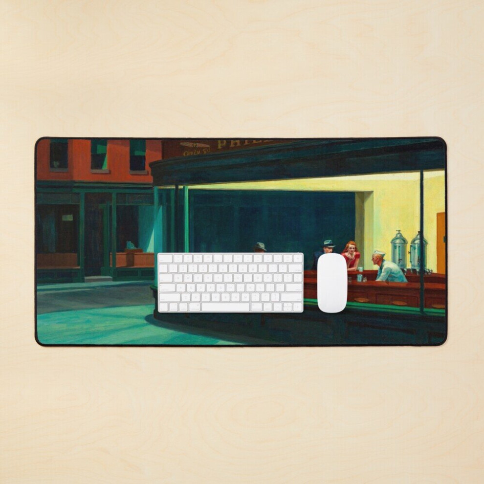 Desk Mat Edward Hopper Nighthawks Large Gaming Mouse Pad 35X16 Inch 7802738314496