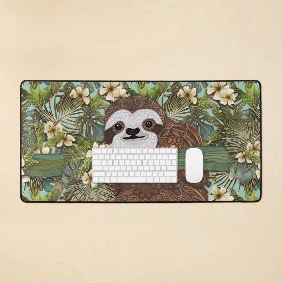 Desk Mat Tropical Sloth Large Gaming Mouse Pad 35X16 Inch 7802738395471