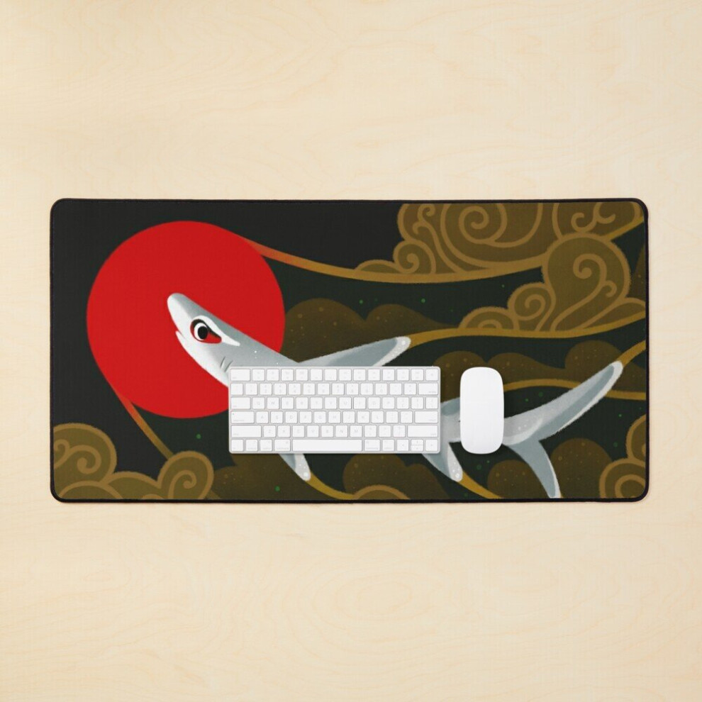 Desk Mat Tip Reef Shark Large Gaming Mouse Pad 35X16 Inch White 7802738321180