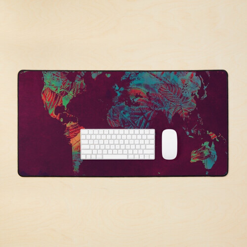 Desk Mat world map blue red #map #worldmap Large Gaming Mouse Pad 35x16 ...