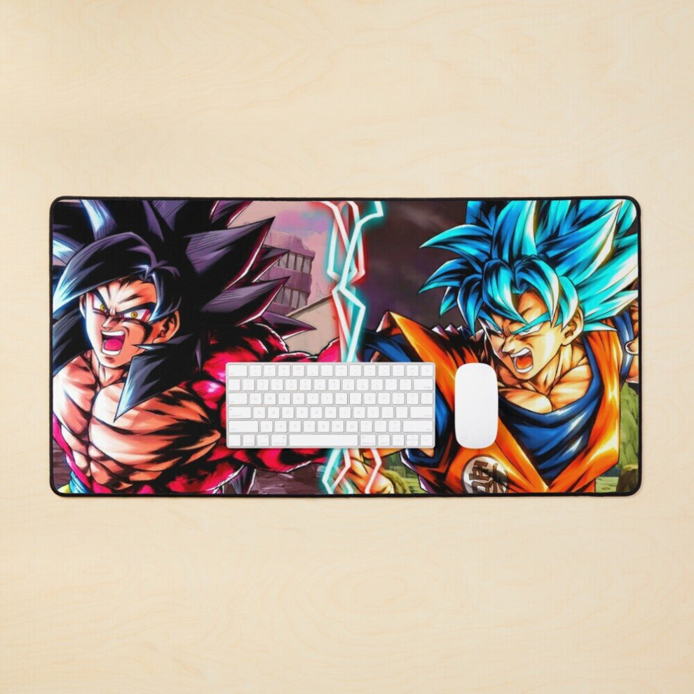 Desk Mat Goku Ssj4 Vs Goku Super Saiyan Large Gaming Mouse Pad 35X16 Inch Blue 7802738369274