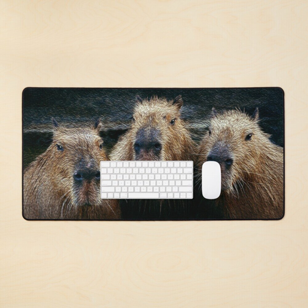 Desk Mat 3 Capybaras Chilling Large Gaming Mouse Pad 35X16 Inch 7802738323771