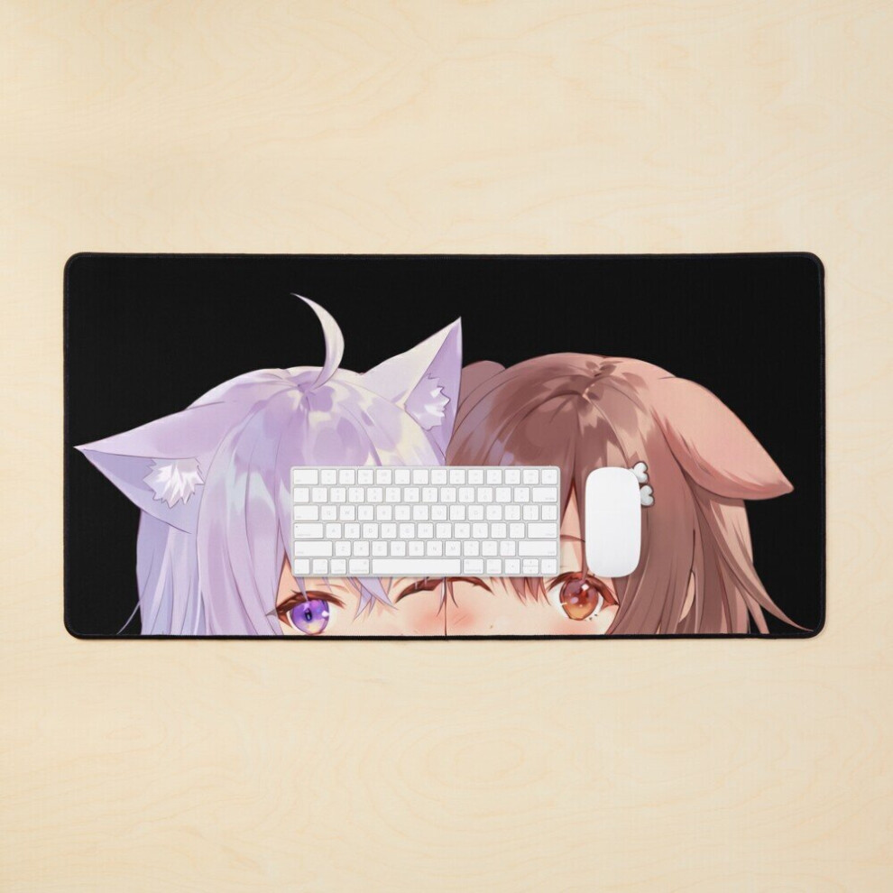 Desk Mat Okakoro Peeker (Okayu Korone) - Hololive Large Gaming Mouse Pad 35X16 Inch 7802738321210