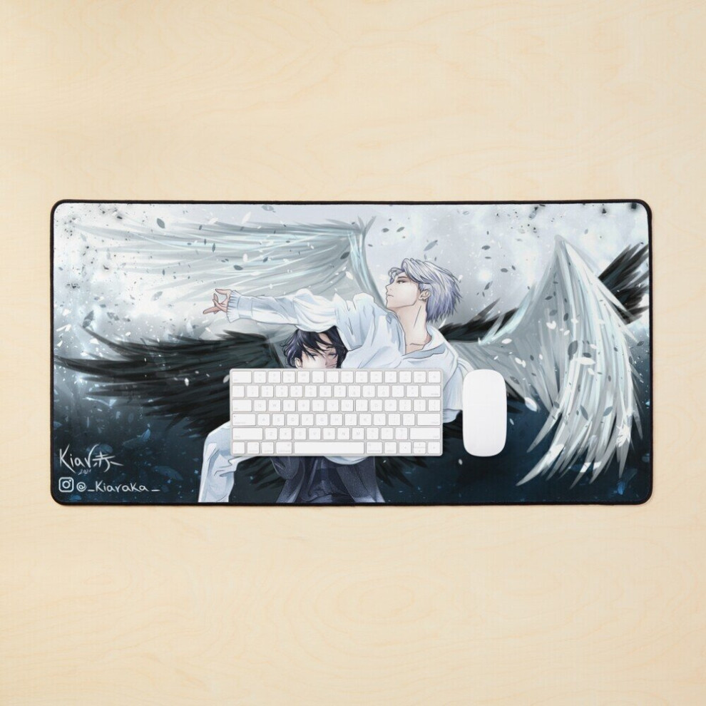 Desk Mat Bts - Swan (Jungkook Jimin) Large Gaming Mouse Pad 35X16 Inch Black/White 7802738374063