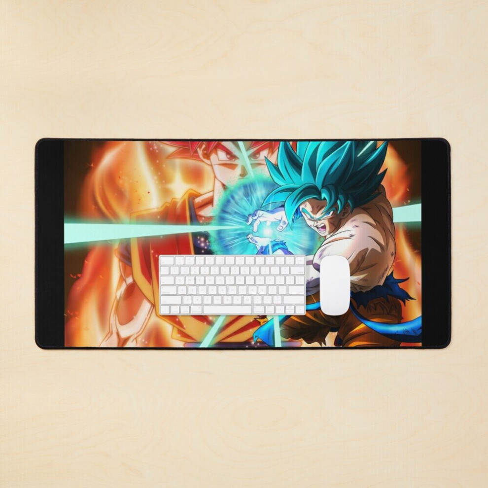 Desk Mat Goku Ssj Large Gaming Mouse Pad 35X16 Inch Blue 7802738355673