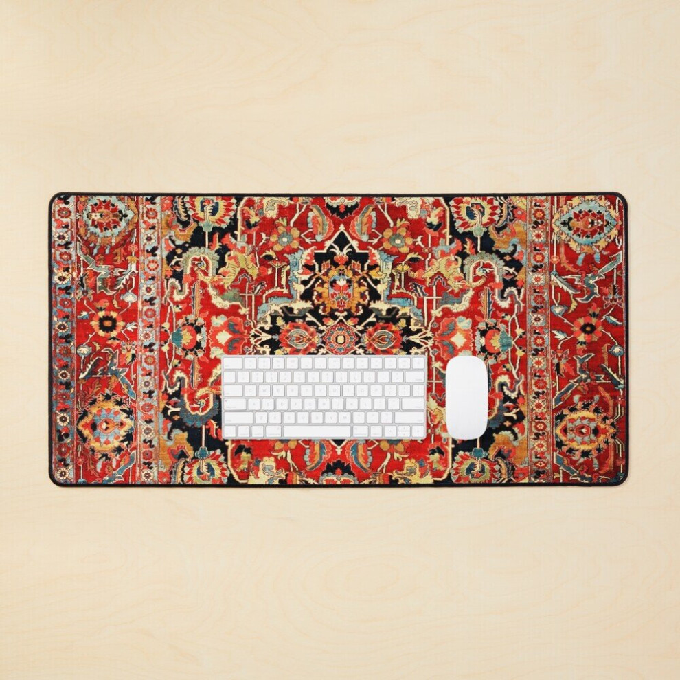 Desk Mat Heriz Northwest Persian Carpet Print Large Gaming Mouse Pad 35X16 Inch 7802738397482