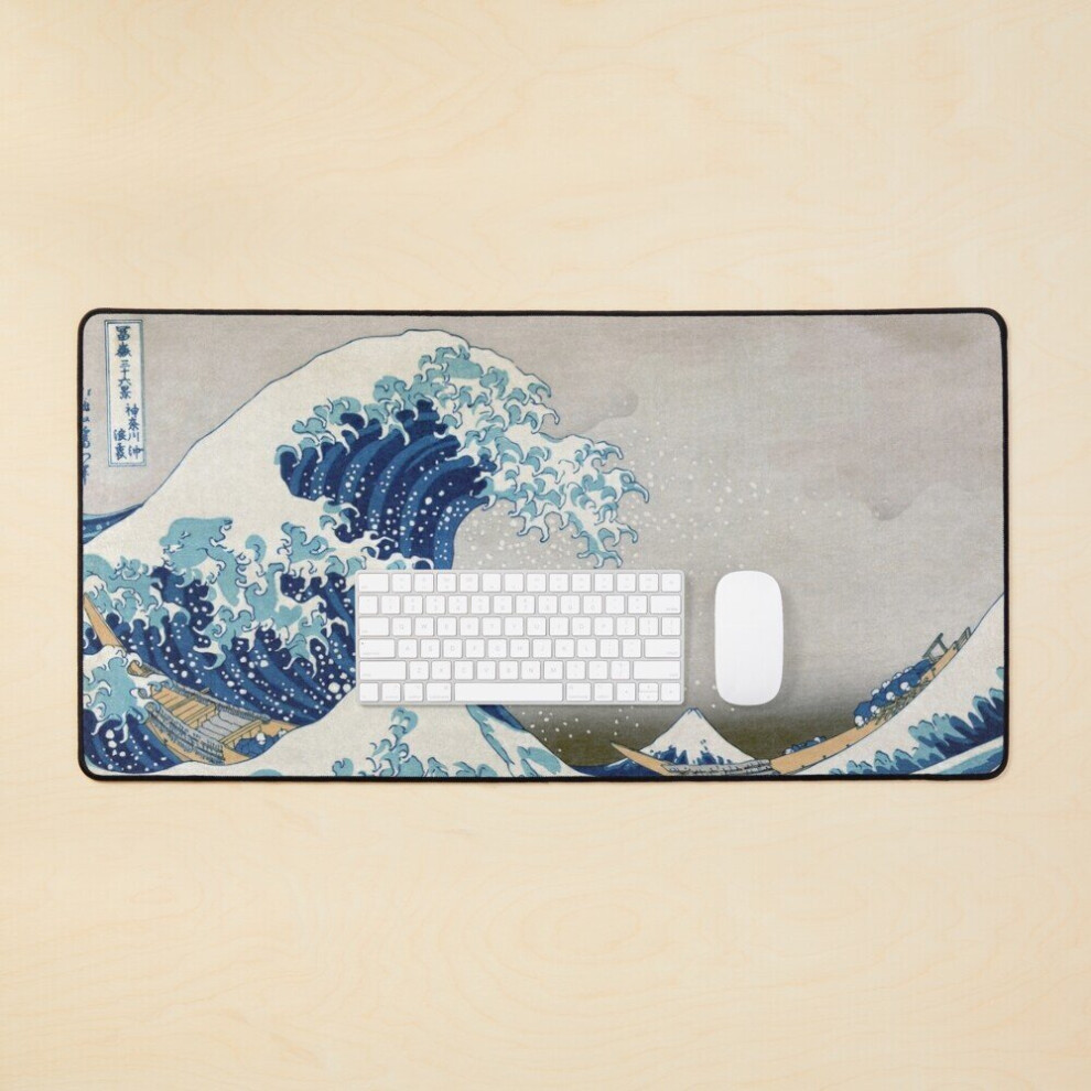 Desk Mat Under The Wave Off Kanagawa - The Great Wave - Katsushika Hokusai Large Gaming Mouse Pad 35X16 Inch 7802738309744