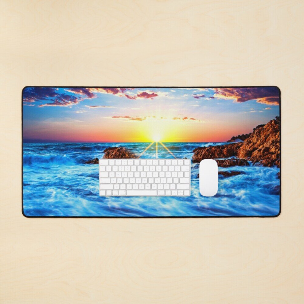 Desk Mat Ocean Waves Sunrise Large Gaming Mouse Pad 35X16 Inch 7802738396362