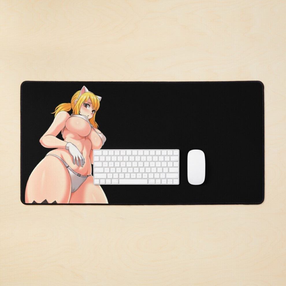 Desk Mat Sexy Lucy Heartfilia Neko Cosplay Fairy Tail Large Gaming Mouse Pad 35X16 Inch 7802738328769