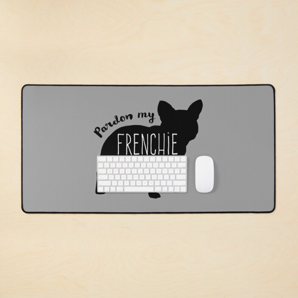 Desk Mat French Bulldog Silhouette Pardon My Frenchie Large Gaming Mouse Pad 35X16 Inch 7802738404654