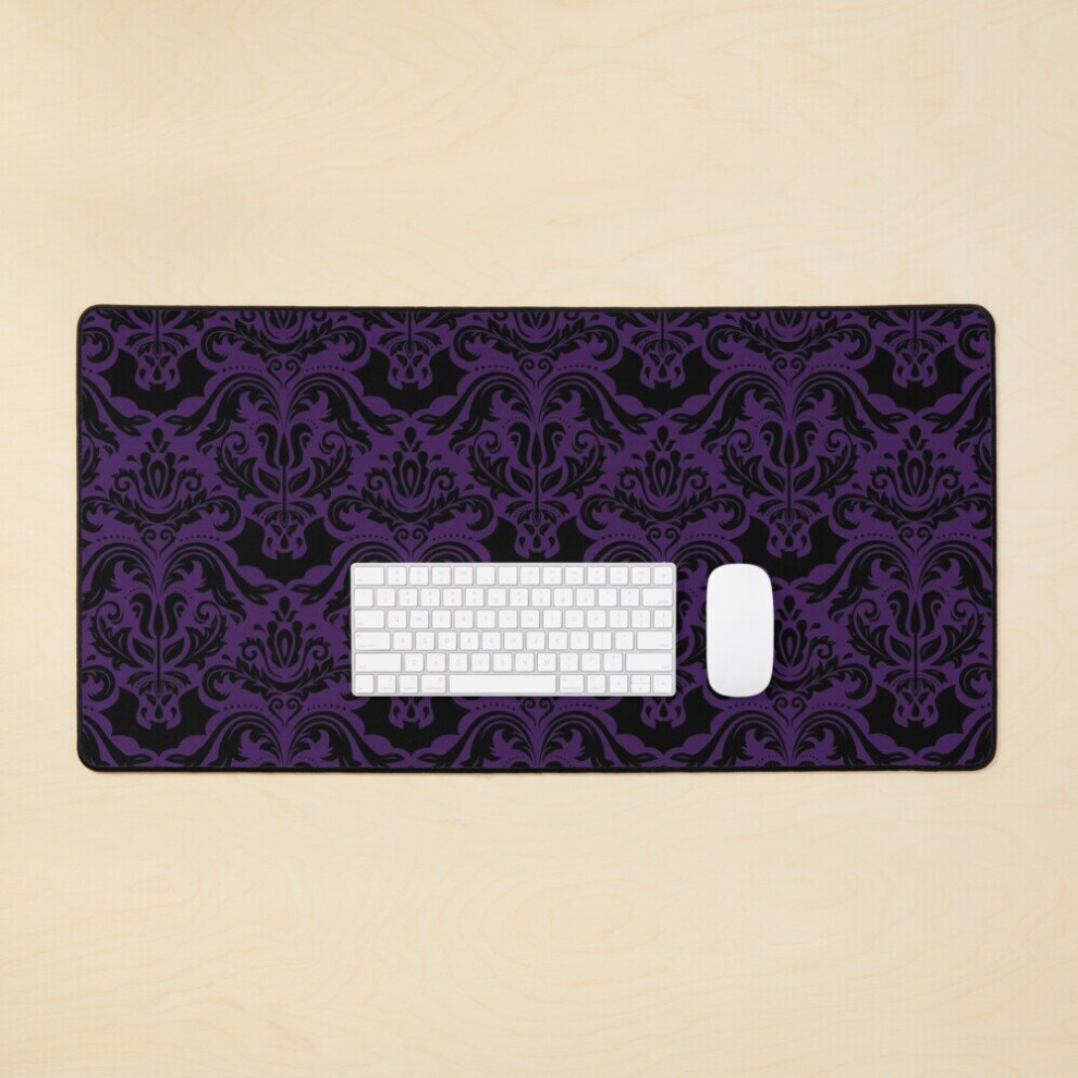 Desk Mat Bat Damask Large Gaming Mouse Pad 35X16 Inch Dark/Purple 7802738362978