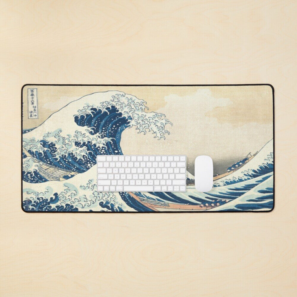 Desk Mat The Great Wave Off Kanagawa By Japan Artist Hokusai Large Gaming Mouse Pad 35X16 Inch 7802738323733