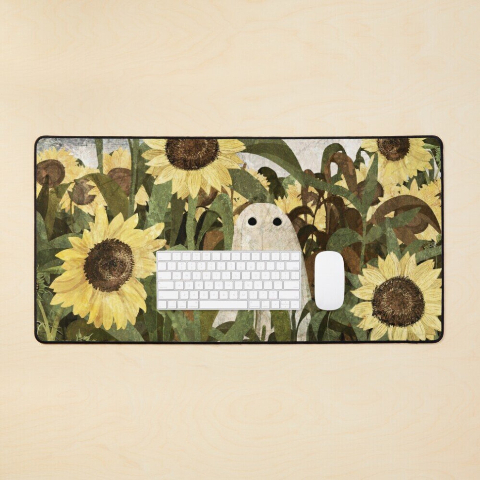 Desk Mat There's A Ghost In The Sunflower Field Again... Large Gaming Mouse Pad 35X16 Inch 7802738313239