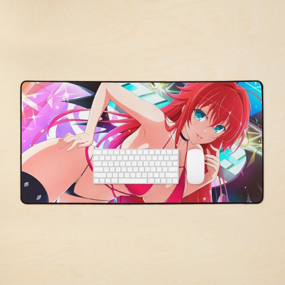 Desk Mat Lewd Rias Gremory Bikini Hot Boobs Thighs Panties (High School Dxd Sexy Ecchi Hentai Girl) Large Gaming Mouse Pad 35X16 Inch 7802738378535