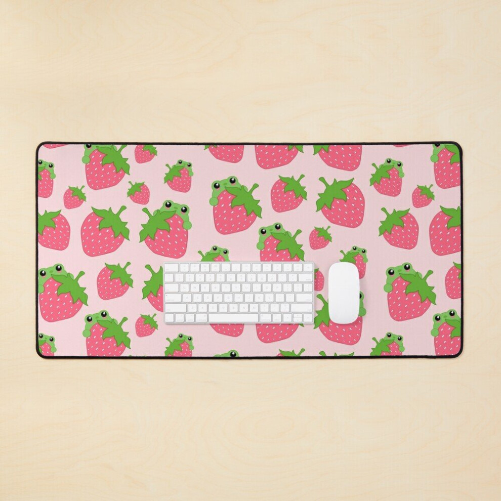 Desk Mat Strawberry Frog Large Gaming Mouse Pad 35X16 Inch 7802738395587