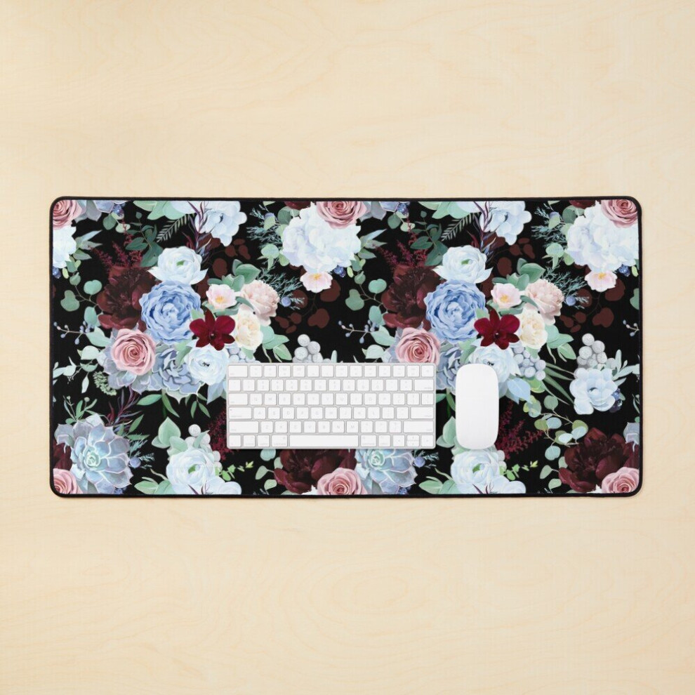 Desk Mat Midnight Floral Large Gaming Mouse Pad 35X16 Inch 7802738407839