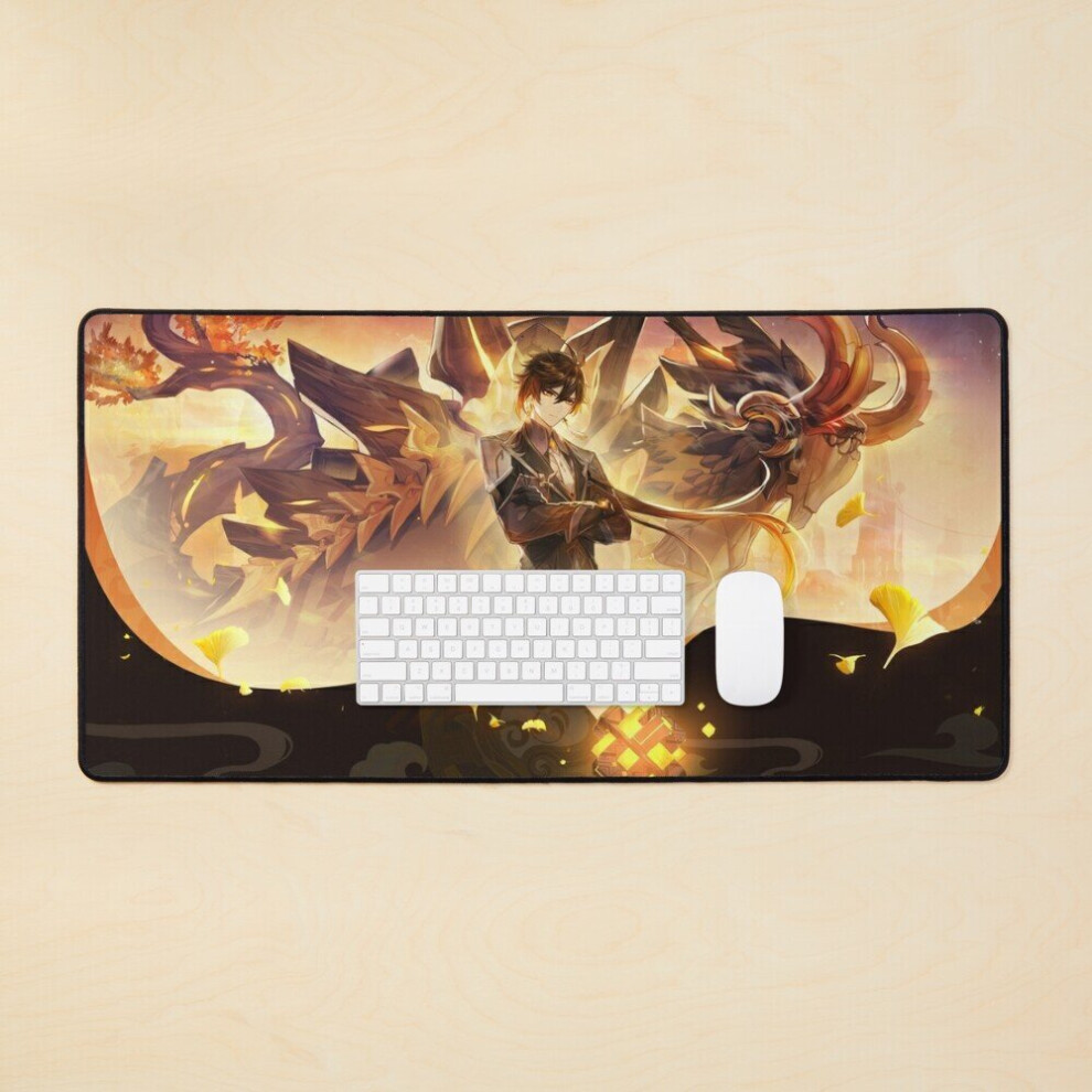 Desk Mat Genshin Impact Event Zhongli Large Gaming Mouse Pad 35X16 Inch 7802738328820