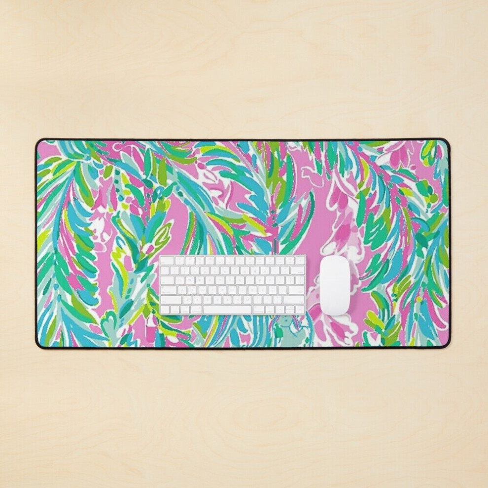 Desk Mat Natural Leaf Large Gaming Mouse Pad 35X16 Inch Pink 7802738353938