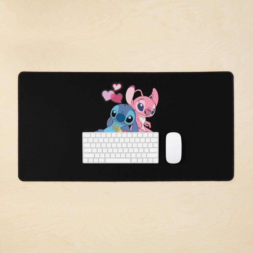Desk Mat Stitch And Lilo Stitch Angel Love Large Gaming Mouse Pad 35X16 Inch 7802738377750