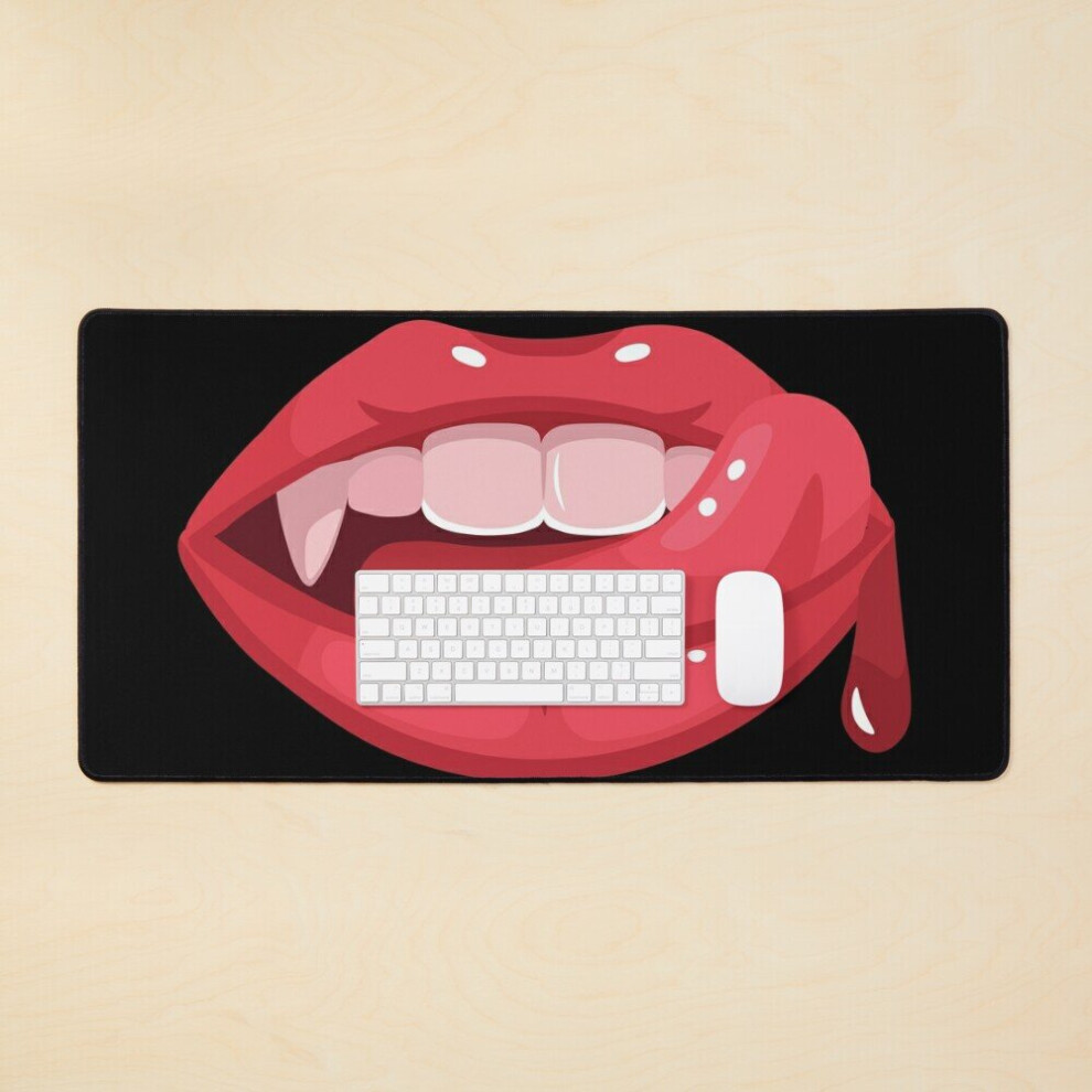 Desk Mat Vampire Mouth Realistic Large Gaming Mouse Pad 35X16 Inch 7802738392036